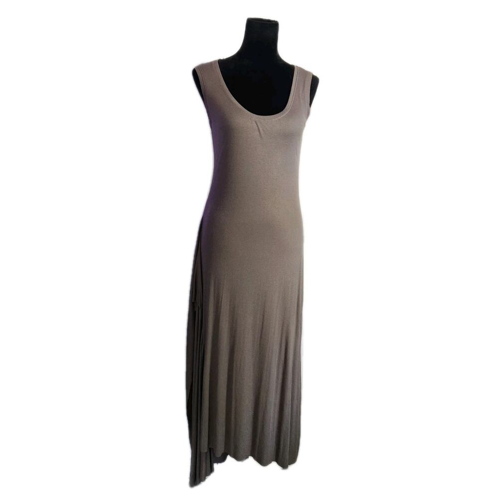 Nwot Bcbgmaxazria Women's Taupe Ribbed Tank Maxi Dress With Side Slit Medium